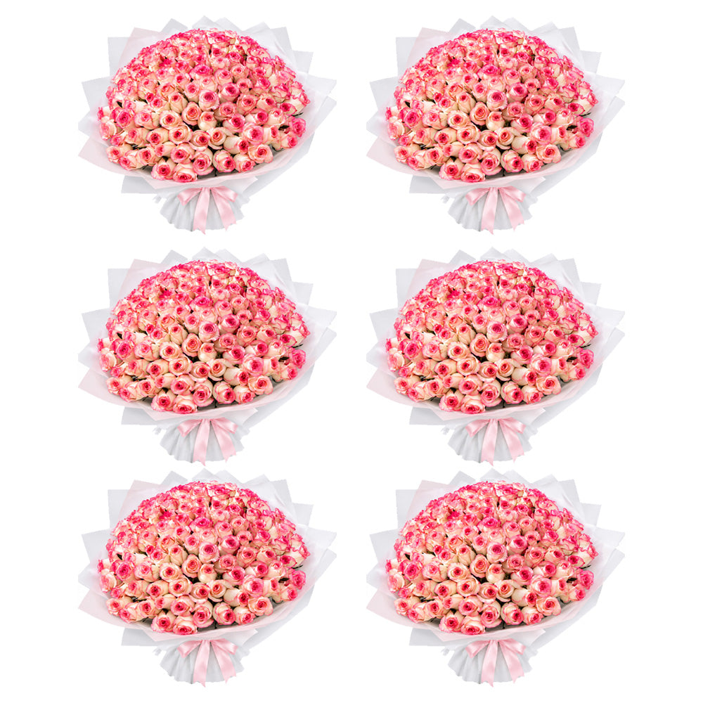 Six Pink Rose Bouquet Gift Set