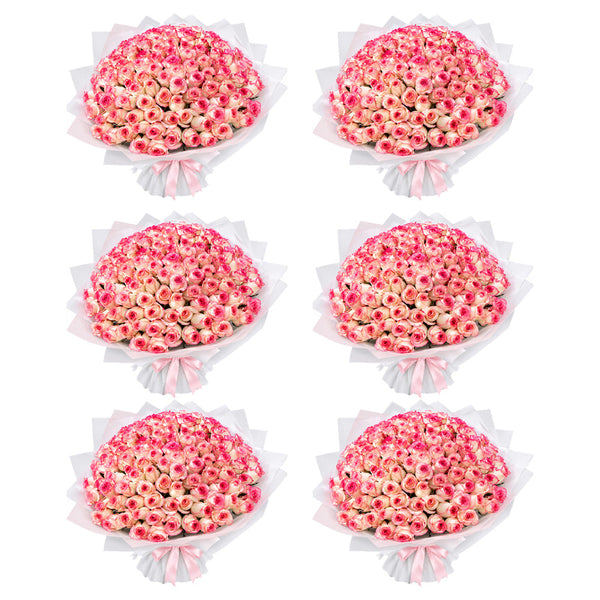 Six Pink Rose Bouquet Gift Set