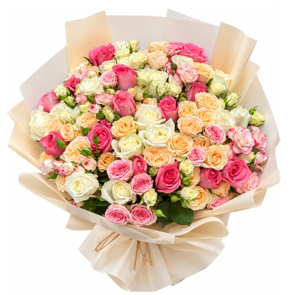 Peach and Pink Spray Rose Bouquet