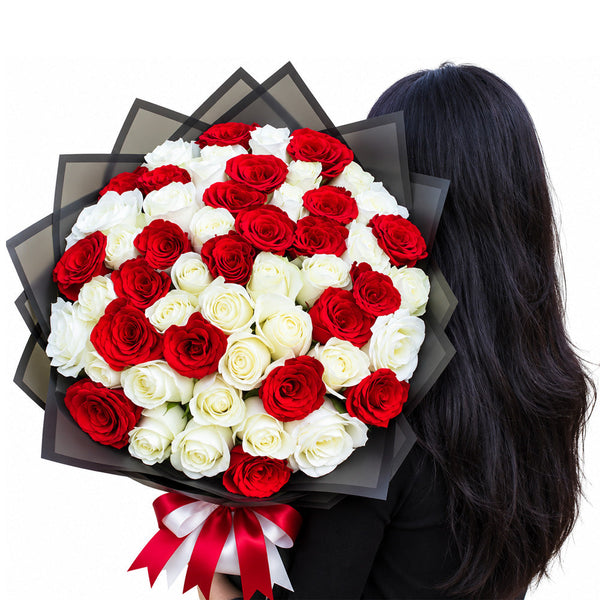 Red and White Embrace Bouquet